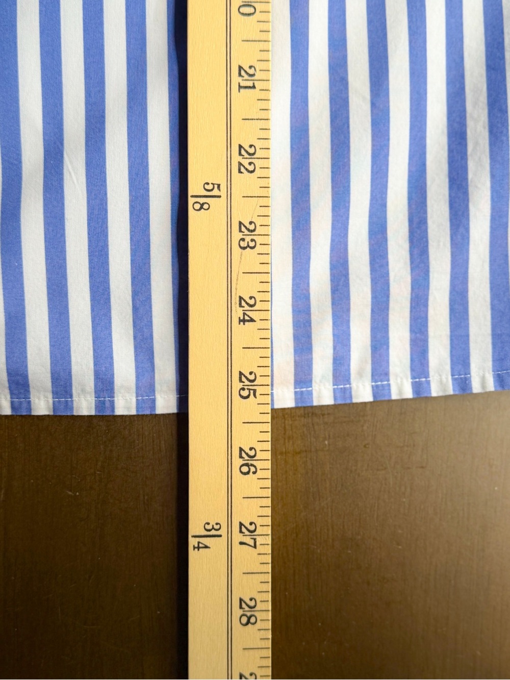 Talbots Blue & White Striped Ruffle Yoke Scalloped Sleeve 100% Cotton Blouse - Picture 7 of 8